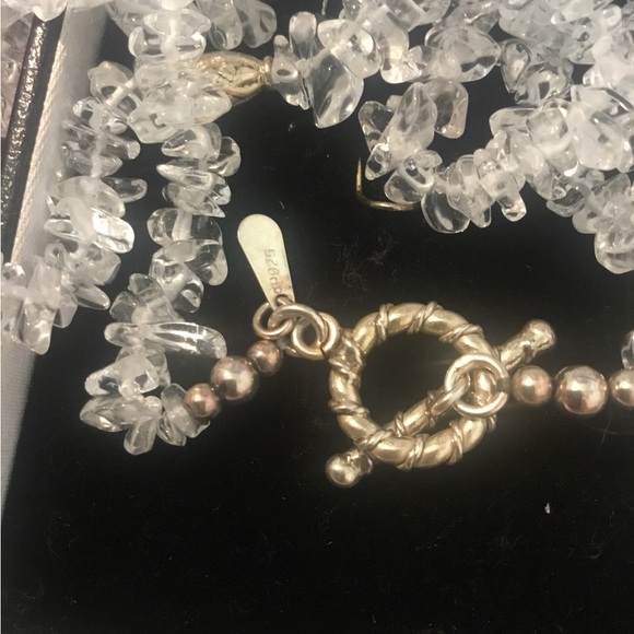 Vintage NWOT Natural White Quartz Gemstone & Sterling Silver Toggle Necklace - Picture 8 of 12